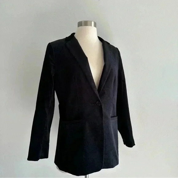 Banana Republic Black Velvet Long And Lean Blazer Jacket Sz 6 - Picture 10 of 10